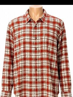 Croft & Barrow Mens Flannel Shirt 2XB Big Tall Orange Plaid Flannel Button Up